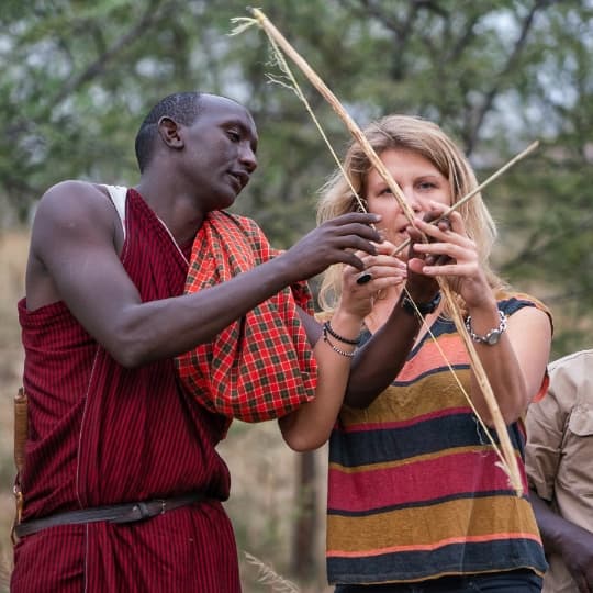 Maasai and Tourist in Tanzani
